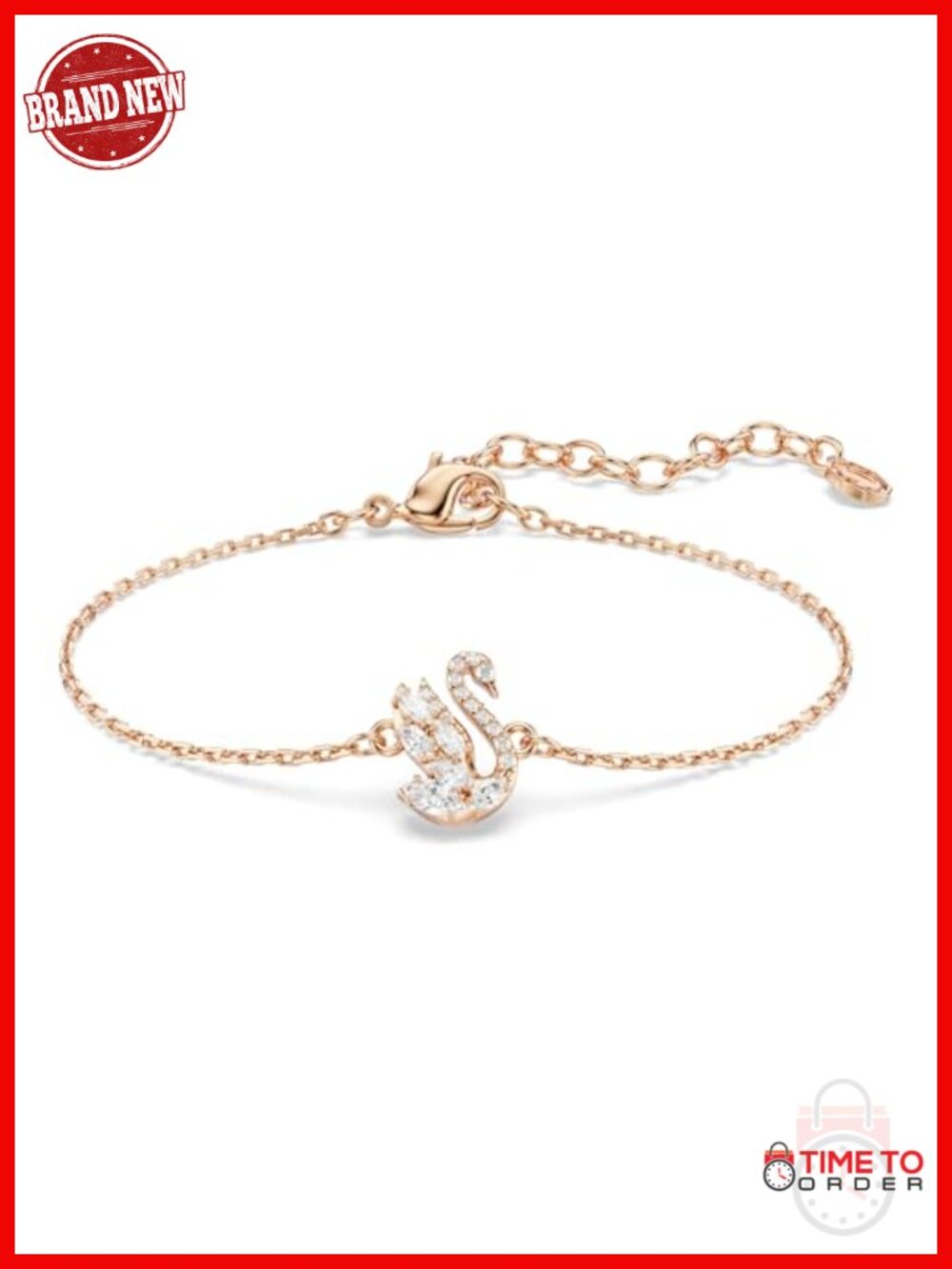 Swarovski Swan Crystal Link Bracelet Rose Gold Plated